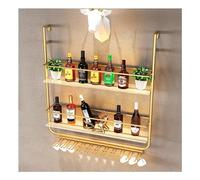 Étagère à vin murale avec lumières LED, étagère murale en métal pour verre à vin, support moderne à suspendre pour verres à vin, étagère de présentation de bouteilles d'alcool, étagères murales en fer