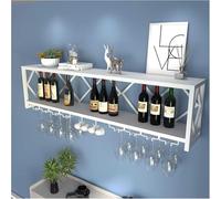 Étagère à vin murale avec support de verre suspendu - Mini armoire de bar pour économiser de l'espace pour la maison, la salle à manger, la cuisine - Solution élégante de rangement pour bouteilles et