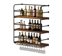 Étagère à vin murale avec support en verre, étagères flottantes à 3 niveaux pour mur, support de rangement pour bouteilles de vin, étagère suspendue pour décoration de bar et de salle à manger