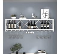 Étagère à vin murale avec support pour verre - Étagère flottante en fer pour liqueur, présentoir et rangement pour la maison, le bar et la cuisine