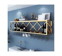 Étagère à vin murale avec support pour verre, étagère moderne pour bar, design en métal peu encombrant, 119,4 x 25,4 x 40,9 cm, parfait pour la maison ou le restaurant
