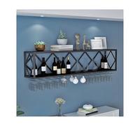Étagère à vin murale avec support pour verre, étagère moderne pour bar, design en métal peu encombrant, 119,4 x 25,4 x 40,9 cm, parfait pour la maison ou le restaurant