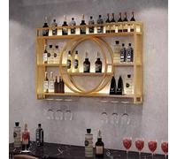 Étagère à vin Murale élégante en Fer pour Bouteilles et Verres d’Alcool Unité de Bar Moderne en métal avec étagères flottantes (Taille : 120cm Couleur : Or)