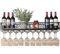 Étagère à vin murale en fer à suspendre avec grille créative pour bouteille de vin, grande étagère pour verre à vin, armoire à vin industrielle pour cuisine/bar/restaurant cintre (taille : 60 cm