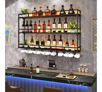 Étagère à vin murale en fer avec support en verre, élégant nizer pour cuisine, salle à manger et bar - Parfait pour la décoration de la maison et économiser de l'espace