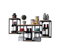Étagère à vin murale en fer pour bar | Porte-verres à vin en bois | Support à vin | Porte-gobelet | Refroidisseur à vin mural | Étagère murale cube