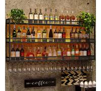 Étagère à vin Murale en métal à 3 Couches avec Porte-Verre à vin et lumière LED, présentoir de Stockage de vin pour Bar à la Maison, Salle à Manger, Cuisine