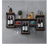 Étagère à vin murale en métal avec support mural pour loft industriel, porte-bouteille de vin, meuble de rangement de vin, étagères flottantes, étagère de rangement suspendue pour restauration