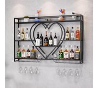 Étagère à vin Murale en métal avec Support pour Verre à vin, étagères de Bar en Fer, étagère de Bar Suspendue, étagère de présentation de Bouteilles d'alcool, Supports de Rangement