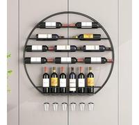 Étagère à vin murale industrielle avec support pour verres à vin, étagères flottantes pour bar, présentoir à vin mural, étagère de rangement pour cuisine, salle à manger, bar (dimensions : 8