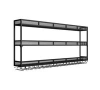 Étagère à vin murale industrielle Étagère multicouche avec support pour verres à pied en fer pour cuisine, bar, café, noir, 80 cm