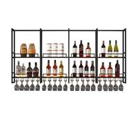 Étagère à vin murale LED avec support pour verre 250 cm Étagère à liqueur pour maison, bar, salle à manger et cuisine, rangement mural élégant pour bouteilles de vin et verres