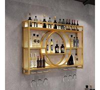 Étagère à vin murale moderne à 3 niveaux industrielle ronde à suspendre avec crochets pour verres et bouteilles en fer, parfait pour la décoration de la maison et le divertissement.