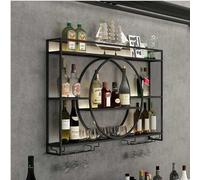 Étagère à vin murale moderne en métal, étagère élégante pour champagne et verres, nizer polyvalent en fer pour la maison et le restaurant (119,4 x 15,2 x 78,7 cm, noir)