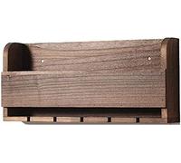 Étagère à vin murale multifonction en bois naturel suspendue à un support de rangement pour bouteilles de vin, gobelets, étagère murale L 60 x H 27 cm