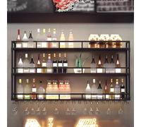 Étagère à vin murale multifonctionnelle, porte-bouteille flottant à 3 niveaux pour la maison, le bar et la cuisine, affichage élégant du vin (taille : 80 x 24,9 x 89,9 cm)