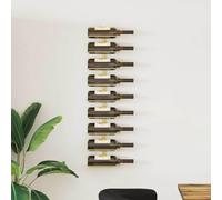 Étagère à vin murale pour 9 bouteilles, fer doré, 24 x 9,5 x 98 cm, porte-bouteilles en métal avec accessoires de montage, rangement pour cuisine, bar et cave, étagère à boissons moderne pour stockage