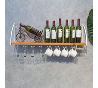 Étagère à vin murale rustique avec métal et bois à suspendre pour bouteille de vin et support en verre pour cuisine, décoration d'intérieur et rangement sur le thème Chasing the Dawn