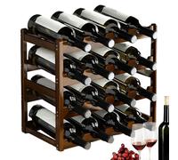 Étagère à vin pour armoire intérieure - Étagère à bouteilles empilable modulaire en bois avec 4 niveaux - Étagère à vin de table rustique pour plan de travail, cuisine ou bar - Étagère à bouteilles de