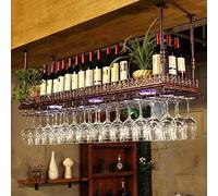 Étagère à vin Simple et réversible Suspendue au Plafond en Fer pour Bar, Restaurant et Cuisine. Solution de Rangement élégante pour Bouteilles de vin et Verres.
