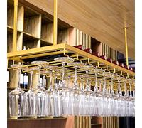 Étagère à vin suspendue au plafond - Rangement réglable pour bouteilles et verres à l'envers, parfait pour la cuisine, le bar, le garde-manger