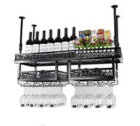 Étagère à vin suspendue rétro pour verres à vin, porte-gobelets, porte-bouteilles de vin inversé, étagère flottante à suspendre au mur, bar, restaurant, support de rangement de tasses, décoration