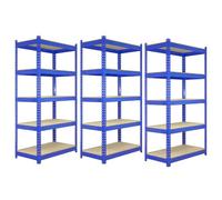 3 Etagères Acier Bleu à 5 Niveaux - 120 x 182,5 x 50cm - Capacité Totale 1000KG