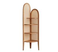 Étagère Angle Etagere d'angle Étagère d'angle À 4 Niveaux, Bibliothèque d'angle en Bois, Bibliothèque Tissée en Rotin Et Support pour Plantes pour Salon Et Chambre À Coucher Étagère d'angle Etagere d