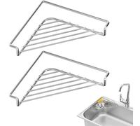 Étagère Angle Évier Stainless Steel, 2PCS Étagère Triangulaire Angle Évier | Égouttoir D'angle Pour Évier, Égouttoir Triangulaire Ouvert Évier Angle, Porteéponges Torchons Organisateur Cuisine