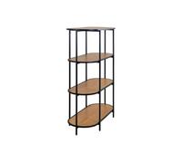 Etagère aspect chêne ovale à 4 étage avec cadre noir 85 x 36 x 111 cm