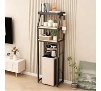 Étagère Au-dessus MiniRéfrigérateur, Étagère Cuisine 4 Niveaux, Support Micro-ondes Autoportant, Organisateur Métal Robuste Pour Station Distributeur D’eau,Bureau, Dortoir(Black,H184*45cm/72*17")