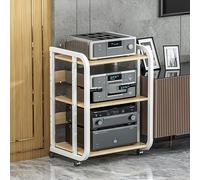 Étagère audio de jeu, étagère DVD, support multimédia AV étagère d'angle avec étagères de rangement et support universel pour lecteur de disque à roues pour salon, salle de jeux, studio de musique