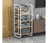 Étagère audio de jeu - Support multimédia AV avec étagères de rangement et roues universelles pour salon, salle de jeux, studio de musique et salle d'enregistrement