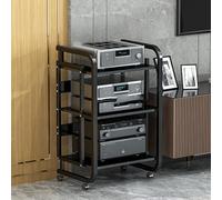 Étagère audio de jeu - Support multimédia AV avec étagères de rangement et roues universelles pour salon, salle de jeux, studio de musique et salle d'enregistrement