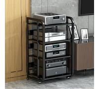 Étagère audio de jeu - Support multimédia AV avec étagères de rangement et roues universelles pour salon, salle de jeux, studio de musique et salle d'enregistrement