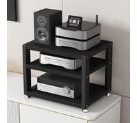 Étagère audio HiFi à 3 niveaux pour haut-parleurs en bois et métal, unité de rangement multimédia, support de télévision, étagère audio haute fidélité pour usage domestique (noir, 45X)