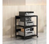 Étagère audio moderne pour jeux vidéo - Support multimédia sur pied avec roues universelles - Rangement mobile pour salon, studio d'enregistrement et configuration de jeu - Noyer 50 x 40 x 60 cm