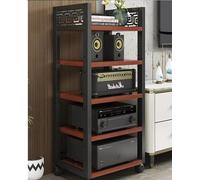 Étagère audio réglable à 3 niveaux - Support multimédia roulant noir pour lecteur CD et composants AV Étagère d'angle de rangement pour home cinéma et système de divertissement