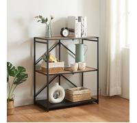 Étagère autoportante pliante Telemark à 3 niveaux métal MDF 81 x 68 x 38 cm noir effet chêne