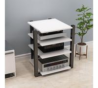 Étagère AV au sol - Support de rangement multimédia mobile pour composants audio HiFi - Assemblage facile pour le salon, le jeu, le studio d'enregistrement, la salle de réunion - Design blanc élégant