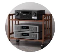Étagère AV en bambou à deux niveaux pour composants audio et vidéo - Meuble audio hi-fi marron élégant et solution de rangement pour appareils de streaming, 55 x 38 x 53 cm - Meubles de dive