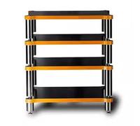 Étagère AV en bois massif à 4 niveaux - Support robuste pour tourne-disque, idéal pour équipement audio home cinéma, design moderne de centre de divertissement, gain de place