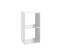 Etagère sur pied Pegane etagere avec 2 cases en panneaux de particules coloris blanc - Longueur 34.4 x Profondeur 32 x Hauteur 67 cm --