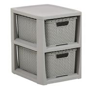 Étagère avec 2 compartiments, BranQ - Home essentialen Plastique PP sans BPA Gris Clair 29,5 x 24 x 32,8 cm