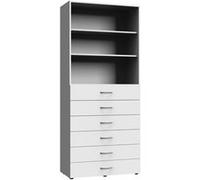 Etagère avec 6 tiroirs et 2 tablettes coloris blanc - longueur 80 x hauteur 185 x profondeur 40 cm -PEGANE- Blanc G