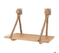 ETAGERE BAMBOU + LANIERES EN CORDE SUR STICKER OU A FIXER - NATUREL - Tendance