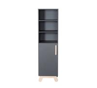 Étagère Bébé sur pied 'Jara' en Bois - 3 Niches et 1 Porte - Anthracite-Décor Hêtre massif - ROBA