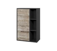 Etagère Berno, 50.1x78.4cm avec 2 compartiments fermés, Noir/Sable Chêne, Vicco 57816