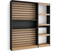 Étagère Bibliothèque, 170x25x186cm, Salon, Salon, Bureau, Chêne et noir