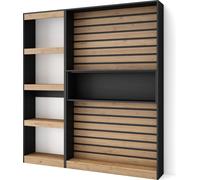 Étagère Bibliothèque, 170x25x186cm, Salon, Salon, Bureau, Chêne et noir